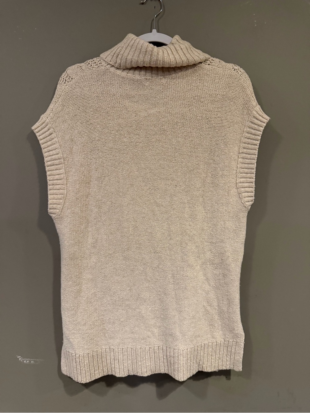 Sleeveless Cable Knit Turtleneck Sweater Vest in Cream - Picture 3 of 5